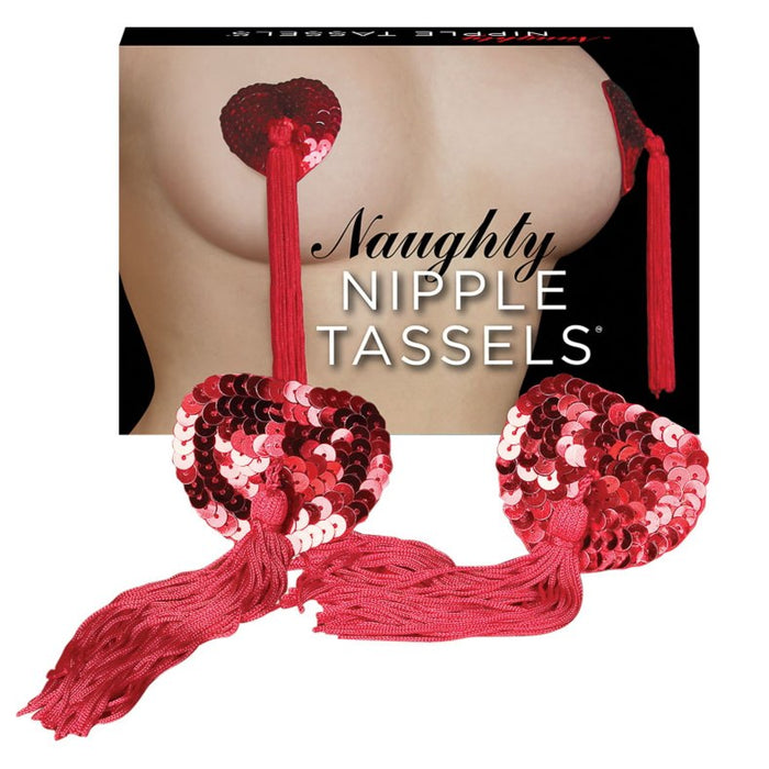 Naughty Nipple Tassels sarkanās krūšu uzlīmes