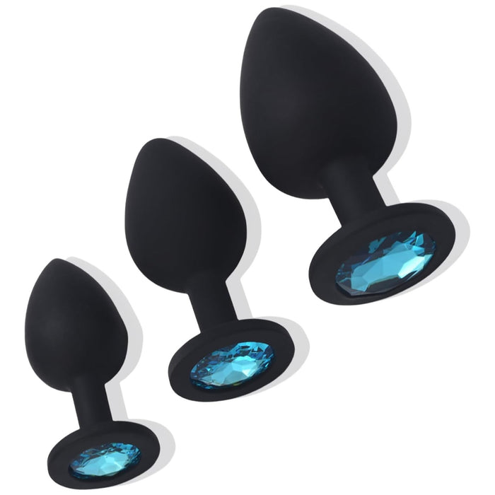Комплект из 3 анальных пробок из гипоаллергенного силикона с сильной присоской