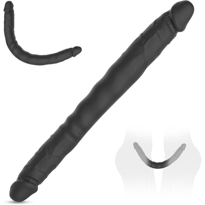 40 cm reālistisks silikona dubultais dildo ar vēnām un galviņu