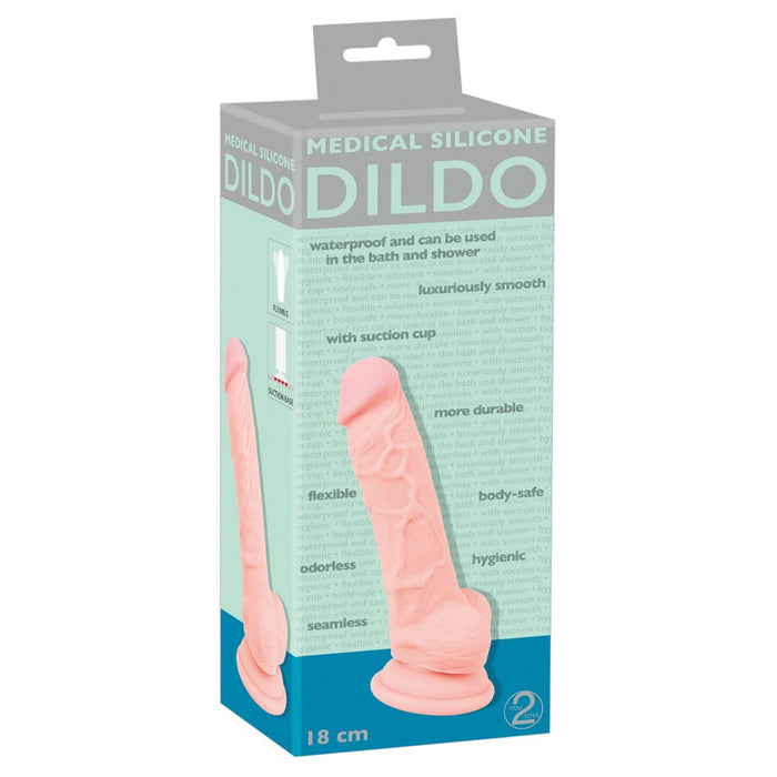 Medicīniskais silikona dildo 18 cm dzimumlocekļa simulators