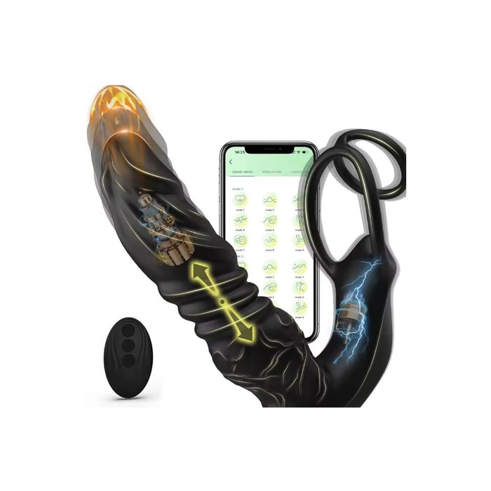 Prostatas masāžas ierīce vīriešiem ar APP vadību un dubulto silikona gredzenu