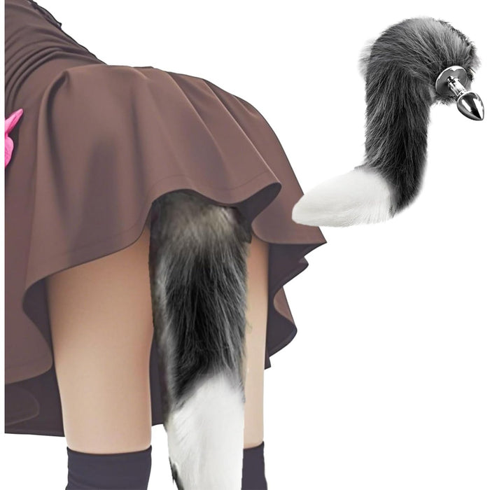 Фухсшванц анальный плаг из нержавеющей стали с сильной присоской и мехом для косплея