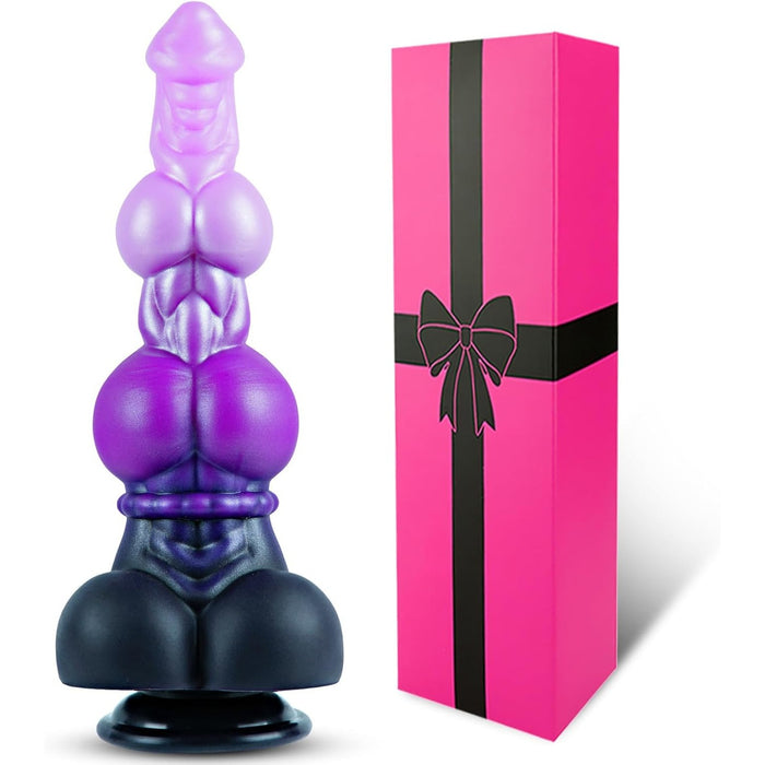 2,4 collu silikona divkārša mezgla dildo ar spēcīgu piesūcekni un fantastisku dizainu