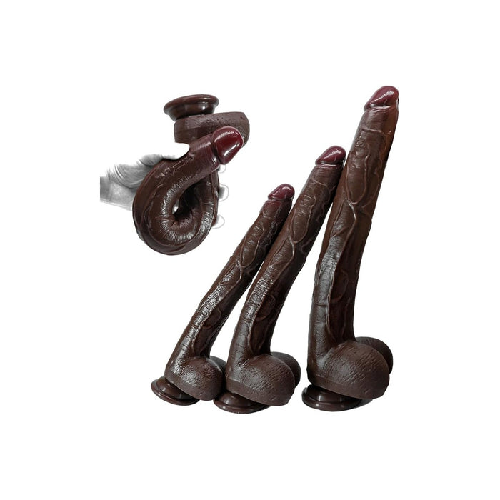 Экстра длинный гибкий реалистичный силиконовый фаллоимитатор с сильной присоской (M)