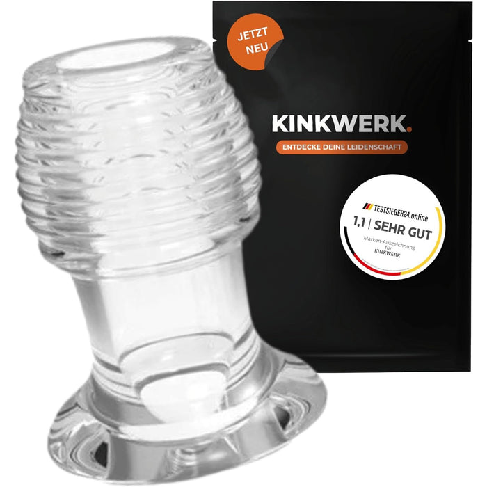 Прозрачный открытый анальный туннель из силикона с сильной присоской XL