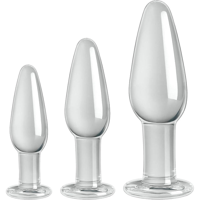 Elegants stikla anālais aizbāznis 3 gabali temperatūras spēlēm