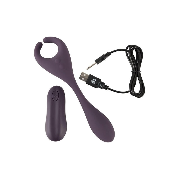 Универсальный фиолетовый парный вибратор с сильной присоской и пультом управления