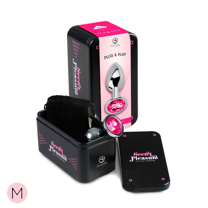 Fuchsia Metalinis Analinis Kaištis su Papuošimais – Vidutinio Dydžio, Lengvai Įdedamas