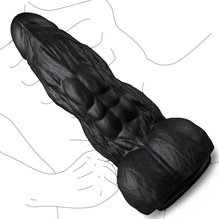 XXL Melns Monster Dildo ar stipru piesūcekni – reālistisks un biezs