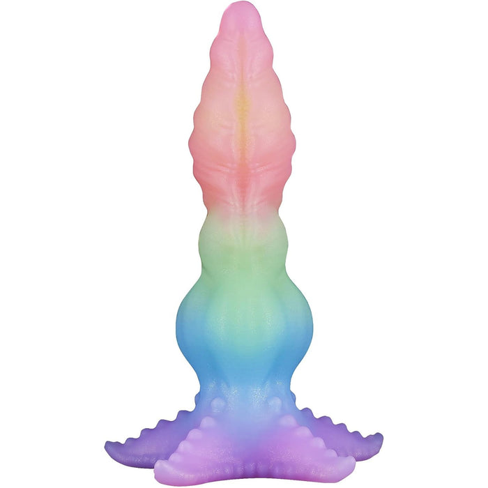 Фэнтезийный силиконовый дилдо с узлами и сильной присоской в форме морской звезды