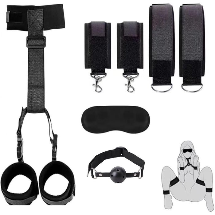 BDSM fiksācijas komplekts pāriem ar roku un kāju dzelžiem
