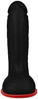 Делюкс силиконовый дилдо черно-красный Мамба с сильной присоской