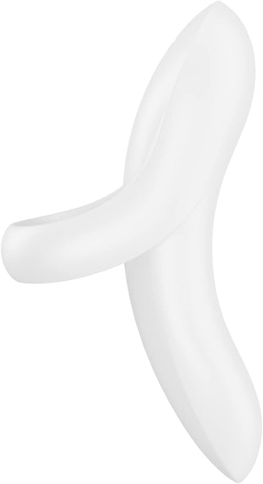 Universāls baltā silikona pirkstu vibrators ar 12 vibrācijas režīmiem