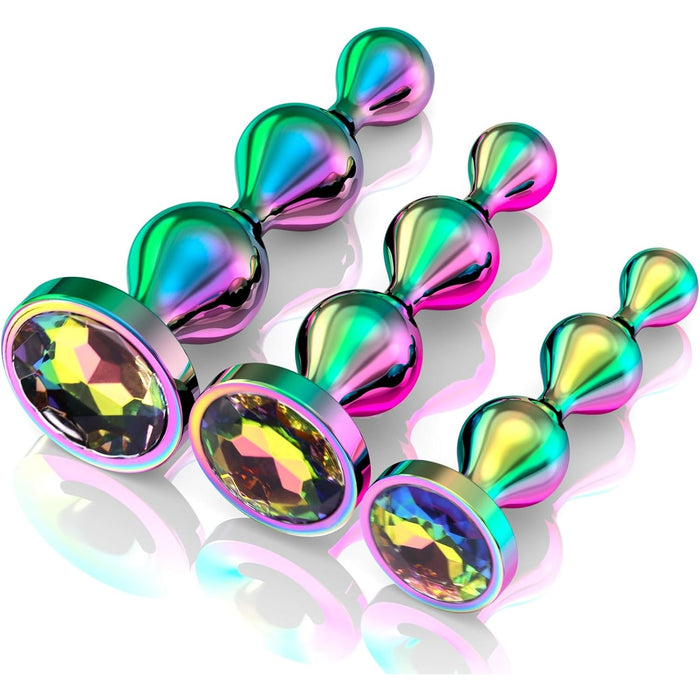 3 Металлических Анальных Плагина с Сердечком Базой — Элегантный Тренажер для Начинающих и Опытных