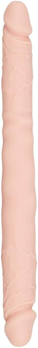 Двойной фаллоимитатор телесного цвета с венами и головкой 30,5 см