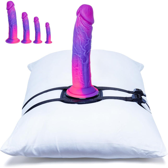 4 daļu silikona dildo komplekts ar stipru piesūcekni un statīvu
