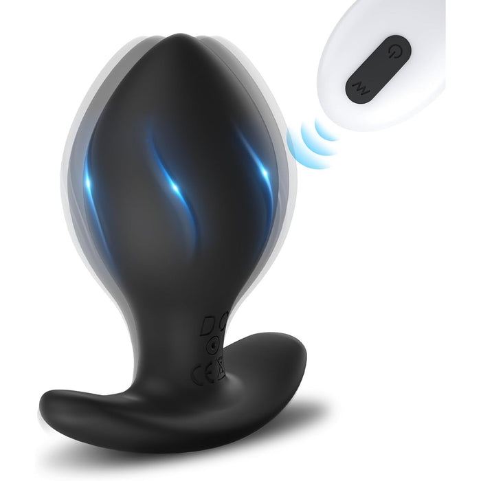 Большая анальная пробка с сильной присоской и 10 режимами вибрации с пультом