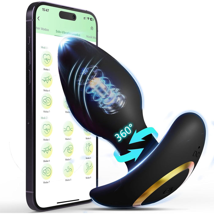 Anālās vibrācijas rotaļlieta vīriešiem ar 7 griezes un 9 vibrācijas režīmiem