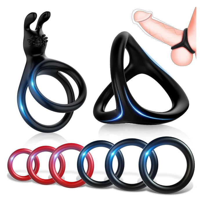 Набор из 5 силиконовых эрекционных колец с сильной присоской для мужчин