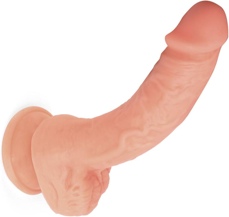 Realistisks 19 cm silikona dildo ar spēcīgu piesūcekni