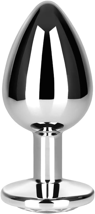 Набор из 3 алюминиевых анальных пробок с кристаллами и широкой базой с сильной присоской