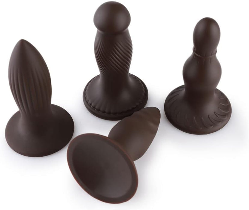 Набор анальных фаллоимитаторов из силикона с 4 размерами и сильной присоской