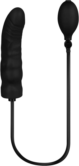 Натуральный надутый дилдо 19 см с сильной присоской, кнопкой спуска и ручным насосом