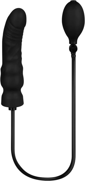 Натуральный надутый дилдо 19 см с сильной присоской, кнопкой спуска и ручным насосом