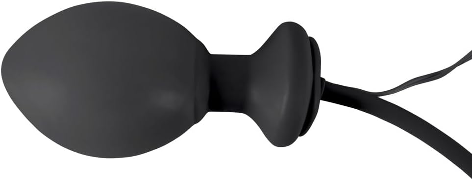 Черный надувной анальный стимулятор с вибрацией и пультом