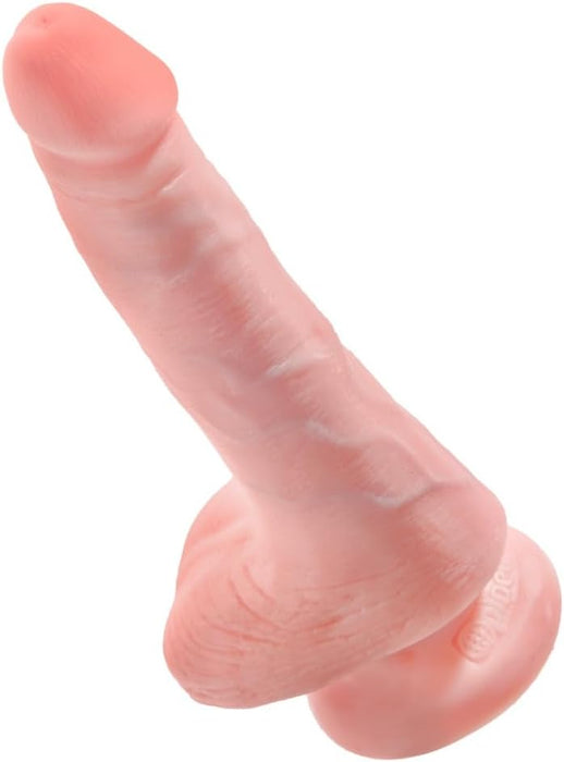 Vibrējošs 6 collu dildo ar sēkliniekiem un reālistiskām detaļām