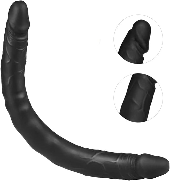 Dubultā Reālistiskā Silikona Dildo Sievietēm ar Elastīgu Dizainu un Divām Galvām