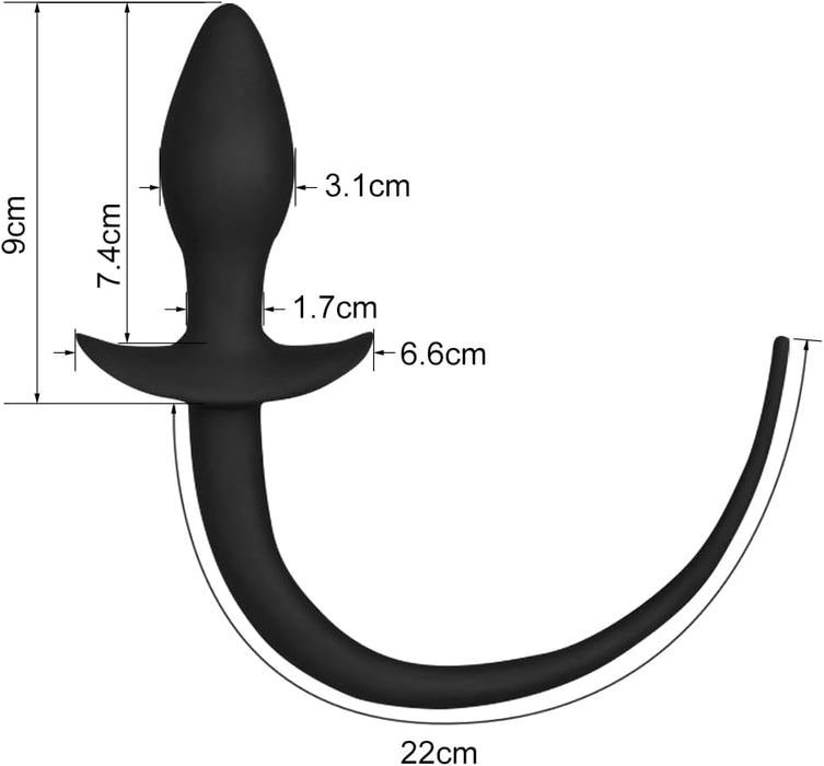 Силиконовая анальная пробка с длинным хвостом щенка для ролевых игр
