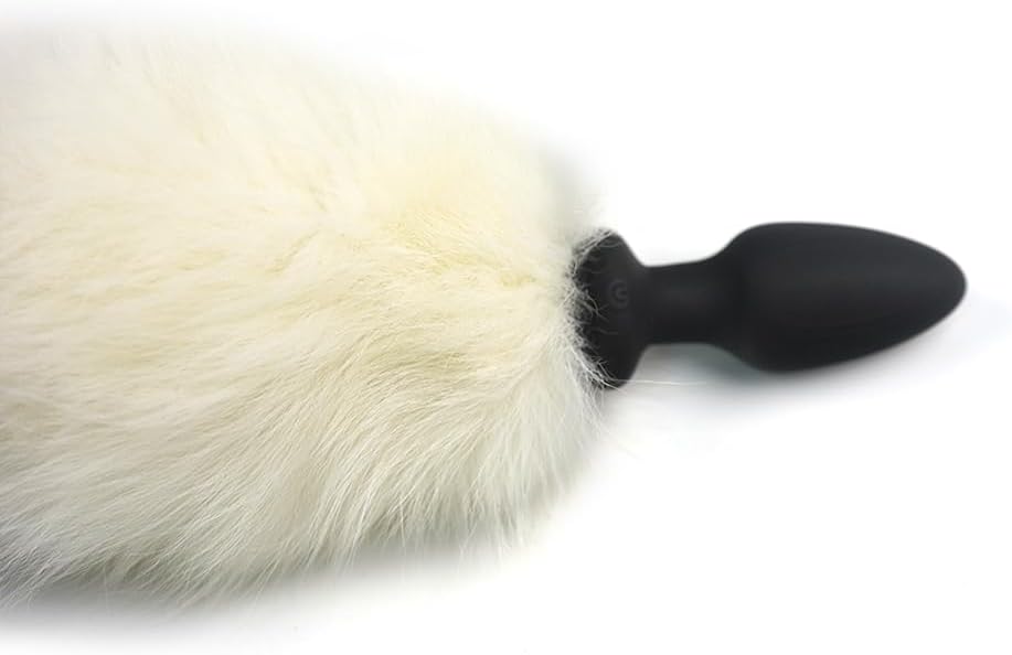 Силиконовый анальный плаг с фухсшванцем и вибрацией с сильной присоской