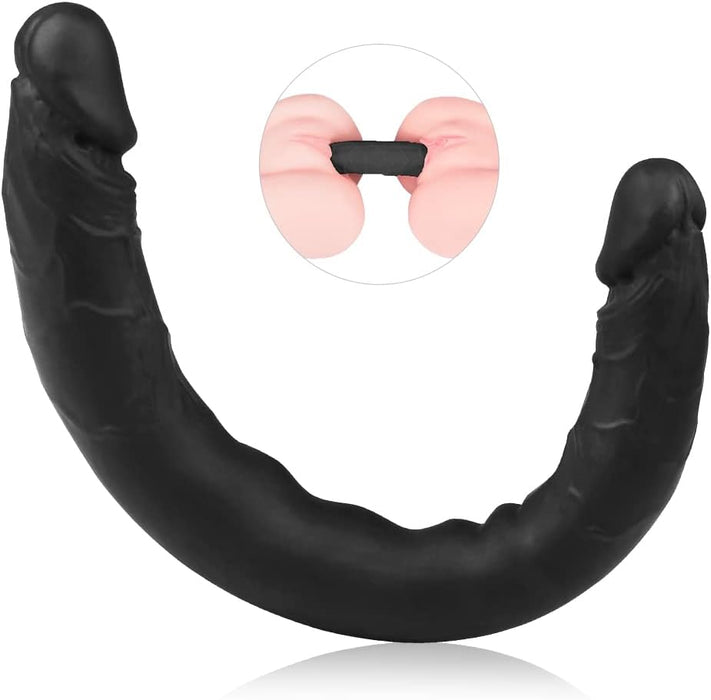 Dubultā Reālistiskā Silikona Dildo Sievietēm ar Elastīgu Dizainu un Divām Galvām