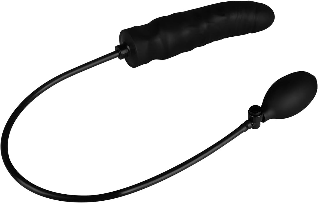 Натуральный надутый дилдо 19 см с сильной присоской, кнопкой спуска и ручным насосом