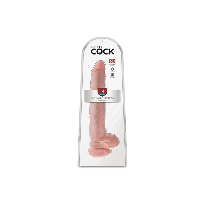 Realistisks King Cock Number 1 Dildo ar Testikuliem, 37 cm, Ādas Krāsa
