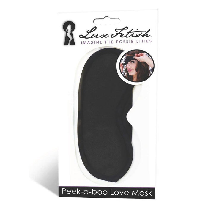 Lux Fetish Peek-A-Boo Love Mask melnā acu maska