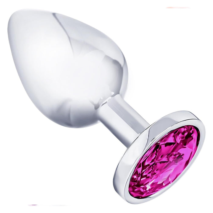 Элегантная анальная пробка для женщин из нержавеющей стали с розовым бриллиантом с сильной присоской