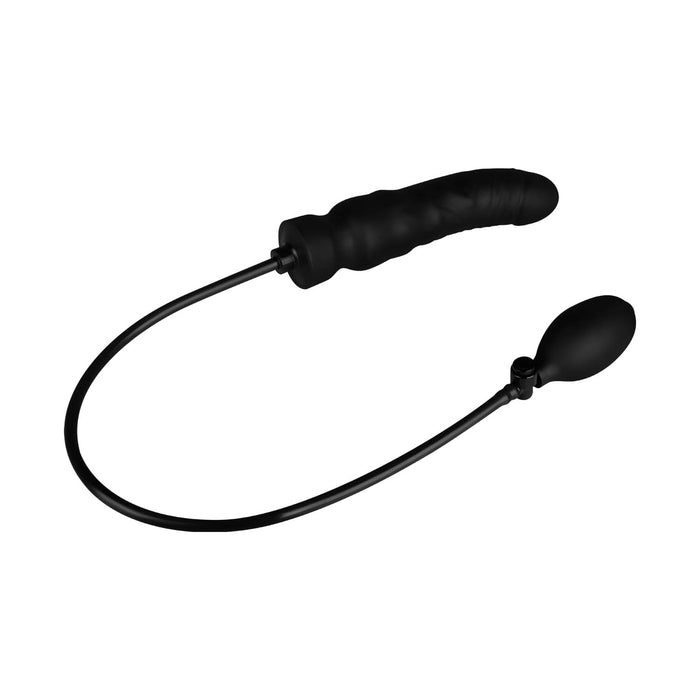 Натуральный надутый дилдо 19 см с сильной присоской, кнопкой спуска и ручным насосом