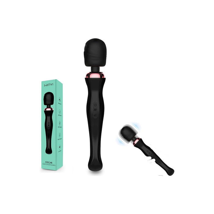 Силиконовый двойной массажер с 20 режимами вибрации и сильной присоской, 32 см