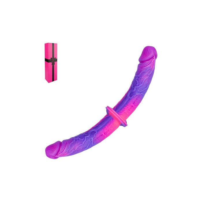 Divpusējs plāns dubultais dildo ar stipru piesūcekni, 30 x 3,2 cm