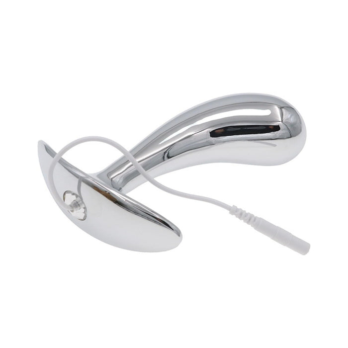 Elektriska Nerūsējošā Tērauda Anālais Plug ar 3 Izmēriem, Sudraba L