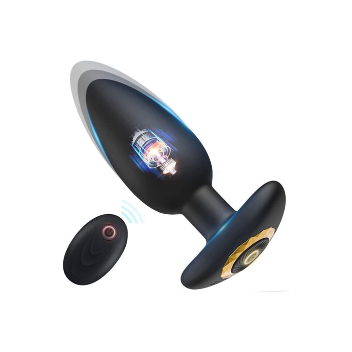 Большой анальный вибратор с 10 интенсивными режимами и пультом управления с сильной присоской