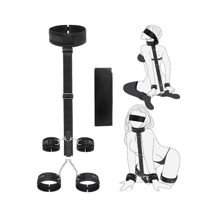 BDSM ierobežošanas komplekts pāriem ar regulējamām rokudzelžām un kāju saitēm