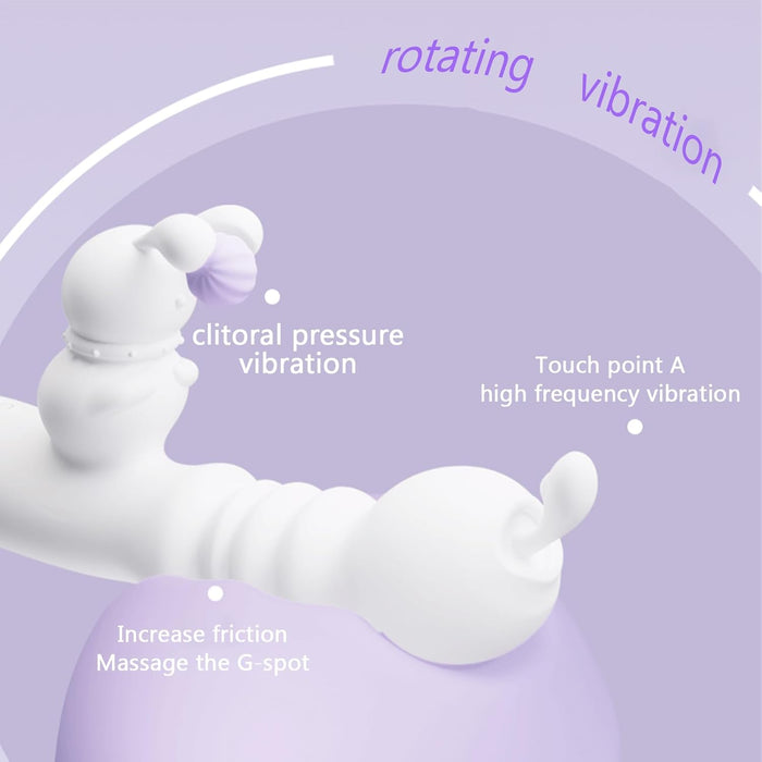 Silikona siltināms truša vibrators ar 4 funkcijām sievietēm