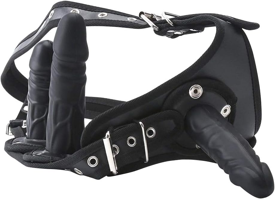 Regulējams Siksnas Gredzens ar 3 Silikona Dildo Komfortam un Baudai