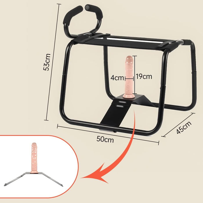 Ērts un universāls BDSM krēsls ar silikona dildo un rokturi