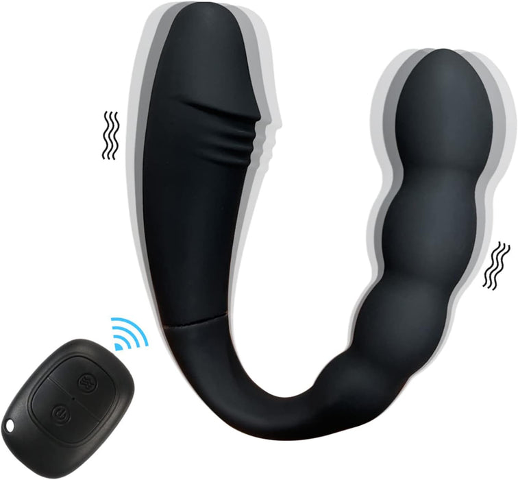 Двойной вибратор с 10 режимами вибрации и пультом управления с сильной присоской