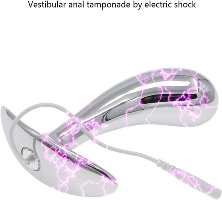 Elektriska Nerūsējošā Tērauda Anālais Plug ar 3 Izmēriem, Sudraba L
