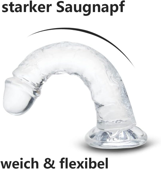 6,3 collu mīksts reālistisks dildo sievietēm ar spēcīgu piesūcekni